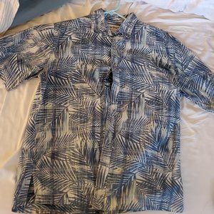 Hawaiian Shirt, Blue and White Tropical Pattern, Cooke Street Medium M